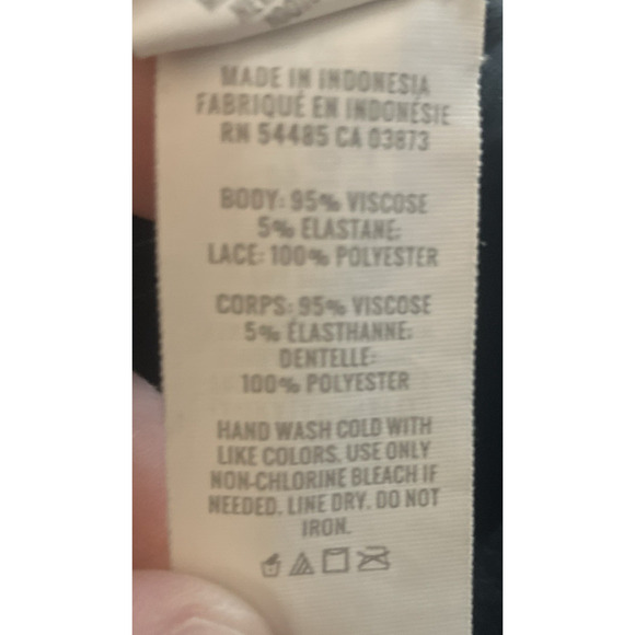 Aerie Size XL Women's Lace Racerback Built In Bra Cropped Tank Top Black Ribbed - Picture 13 of 14